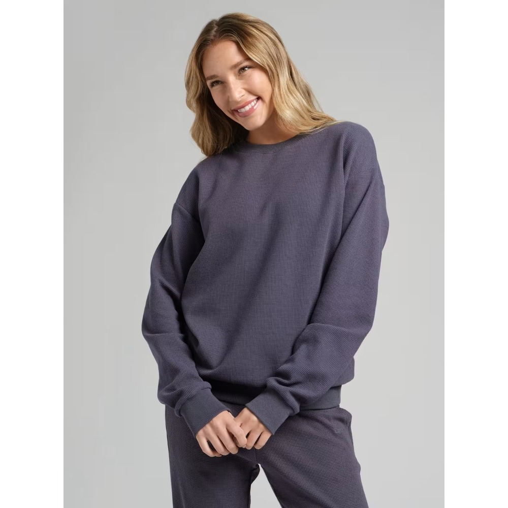 NIP Comfrt Stone Blue Waffle Lounge Long Sleeve Top, MSRP $55, Size 3XL